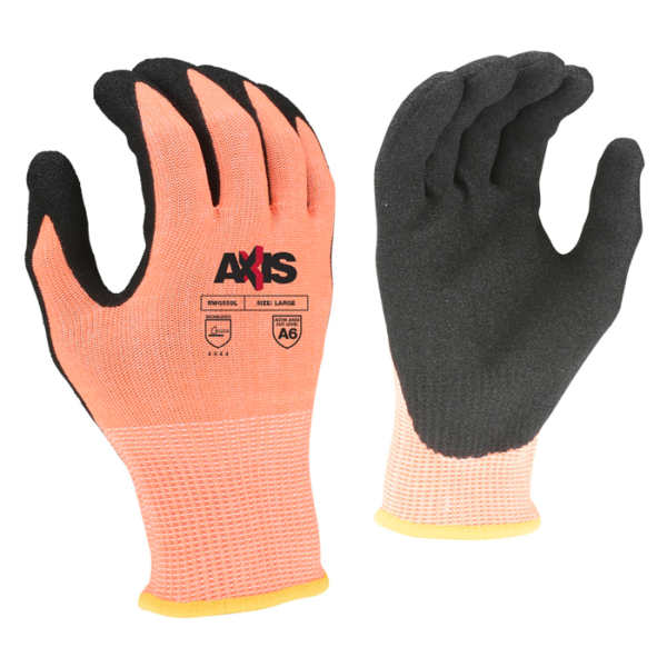 Radians RWG559 AXIS™ Cut Protection Level A6 Sandy Nitrile Coated Gloves 12PK